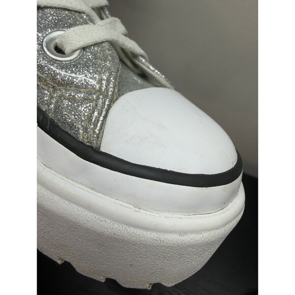 Chuck Taylor All Star Lugged Lift Platform Silver Glitter Youth Size 3 Side Zip - Picture 11 of 15